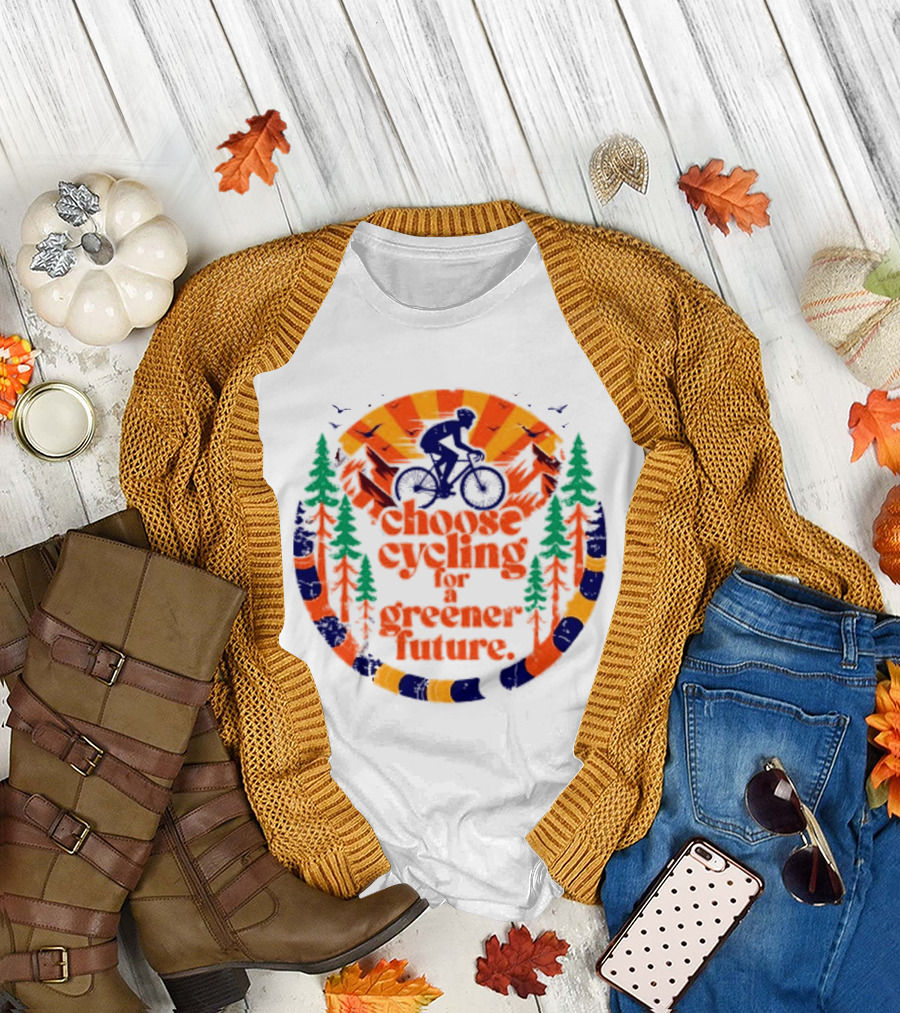 Bicycle Day Unique Choose Cycling for a Greener Future Vibrant Nature T-Shirt