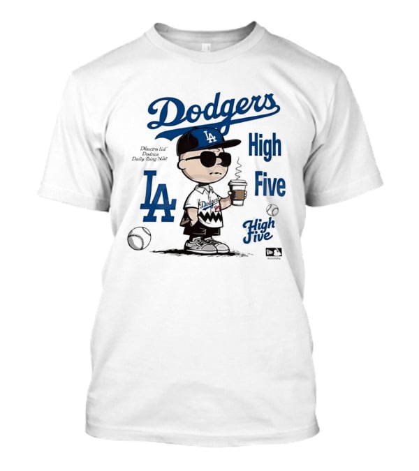 Los Angeles Dodgers High Five With Charlie Brown Coffee Style And LA Baseball Vibes T-Shirt