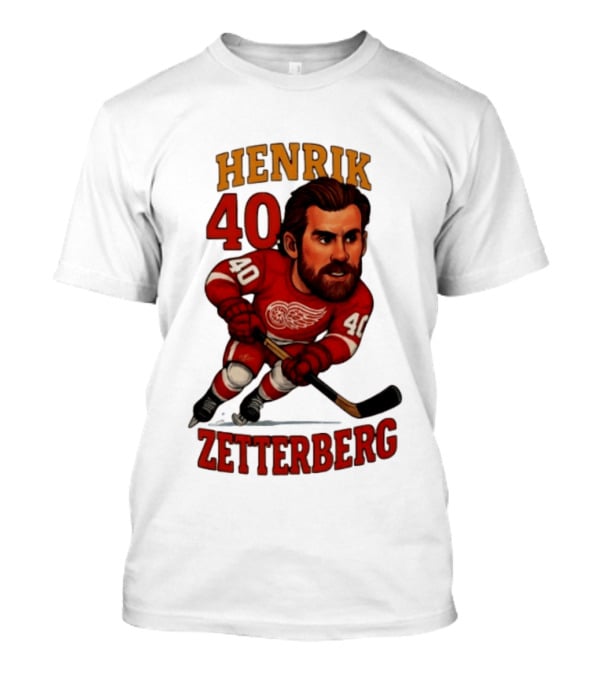 Henrik Zetterberg 40 Detroit Red Wings Hockey Player Caricature T-Shirt