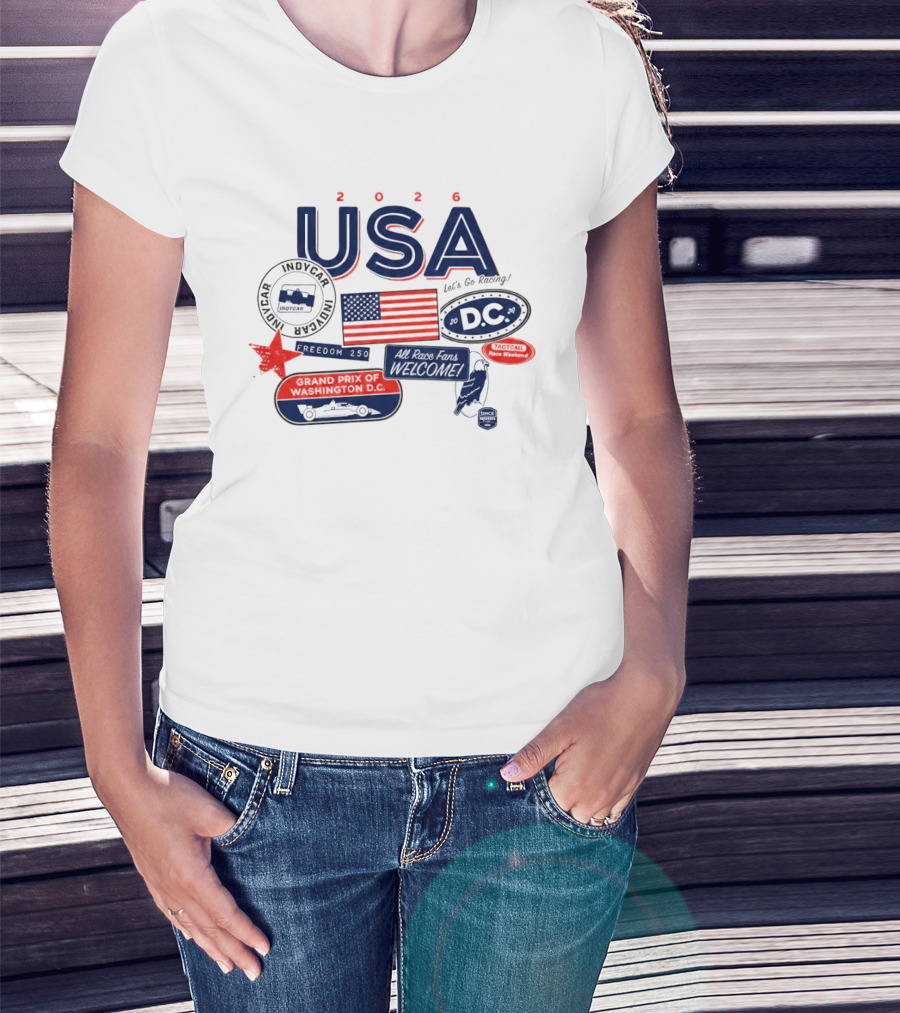 USA 2026 Indycar DC Let's Go Racing Freedom 250 Grand Prix T-Shirt