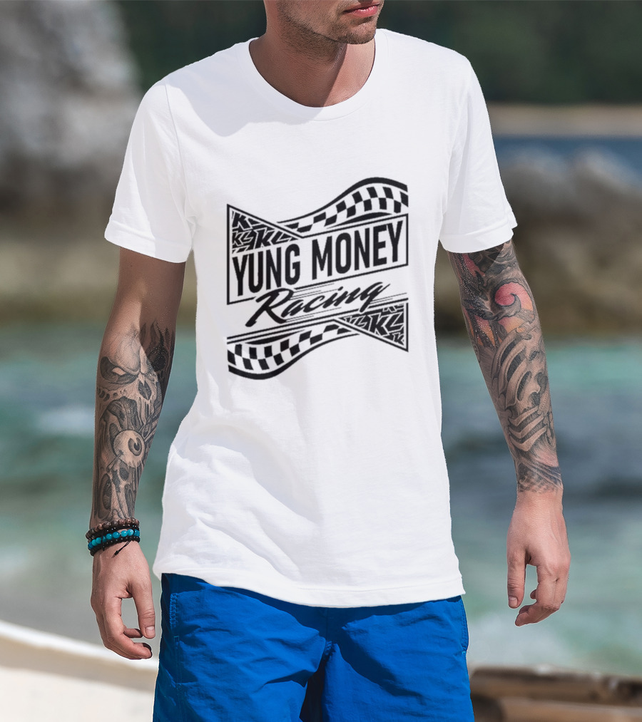 Yung Money Racing Checkered Flag Kyle Larson T-Shirt
