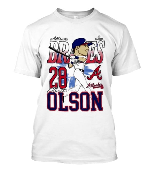Atlanta Braves 28 Olson Caricature T-Shirt