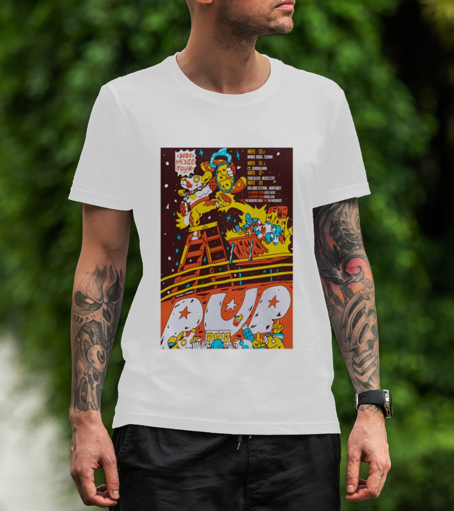 2026 Mexico Tour PUP Foro Indio Tijuana Guadalajara Mexico City Monterrey Show May 7 Headliner Bouncing Souls Mezcales T-Shirt