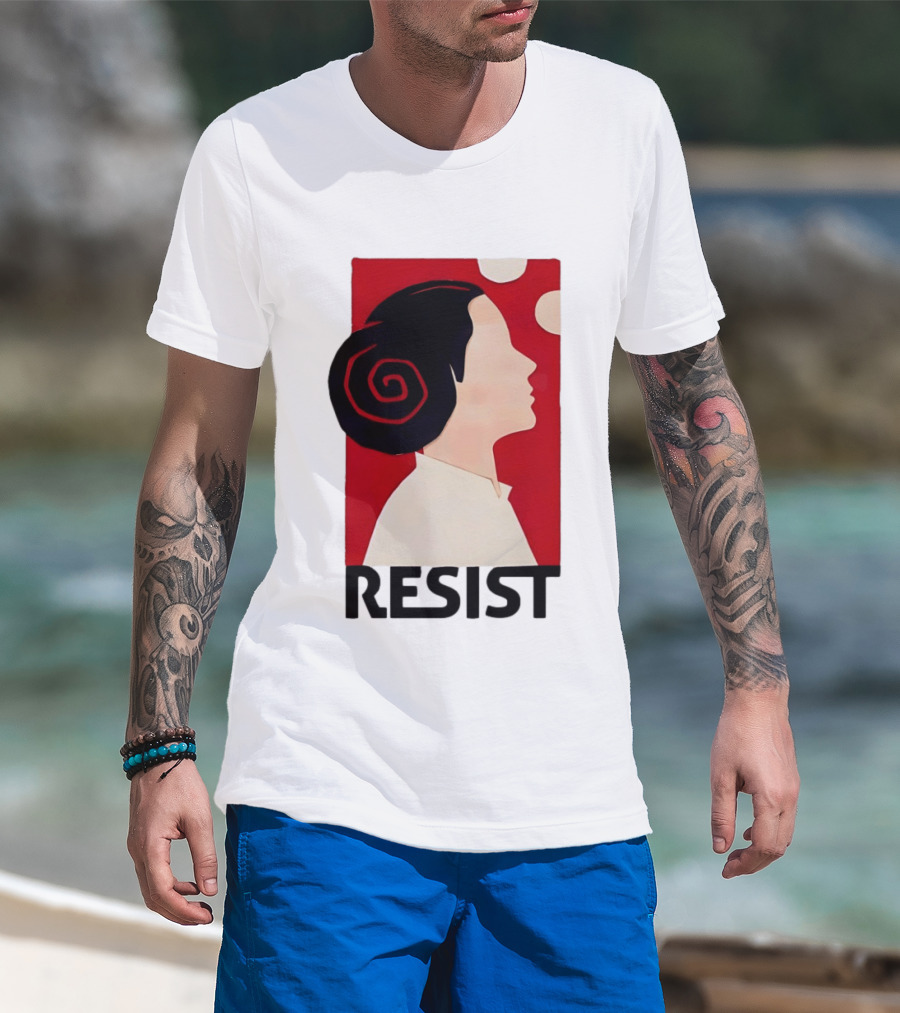 Princess Leia Resist Style Icon With Red And White T-Shirt