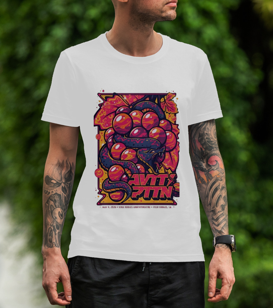 Avett Brothers Paso Robles CA 2026 May 9 Tour Snake Grapes T-Shirt