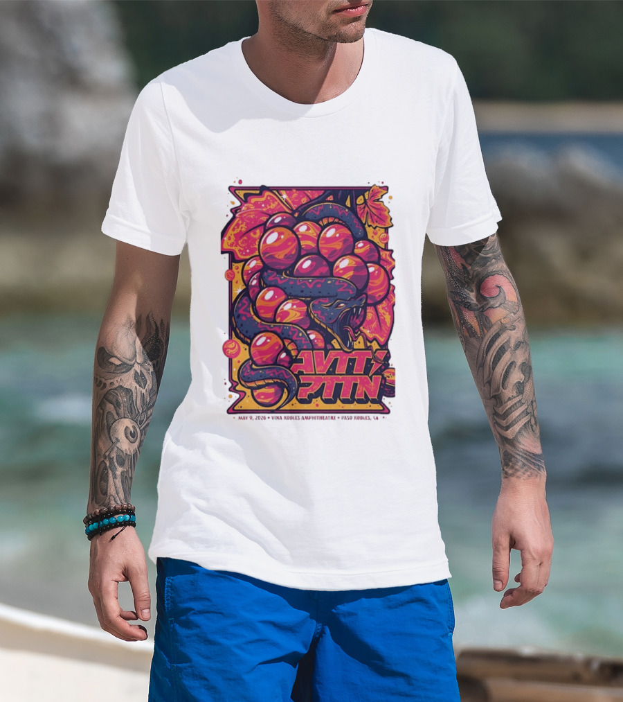 Avett Brothers Paso Robles CA 2026 May 9 Tour Snake Grapes T-Shirt