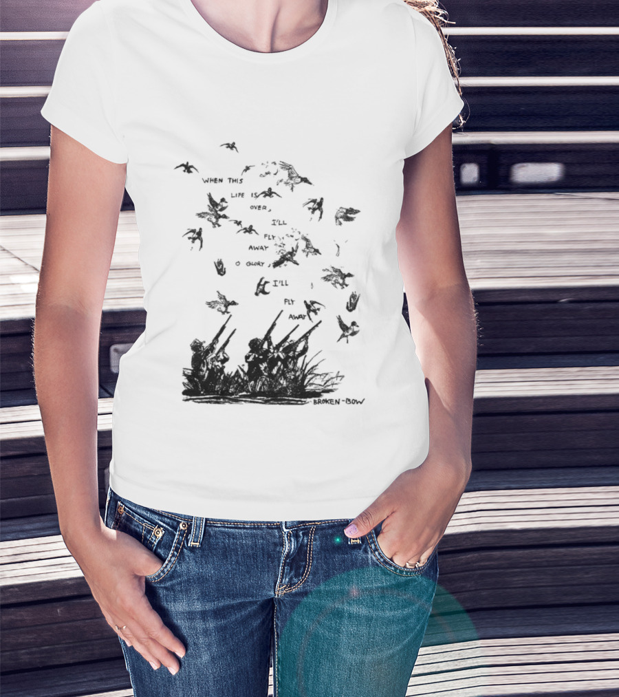 When This Life Is Over I'll Fly Away Glory Bird Silhouette Clouds T-Shirt