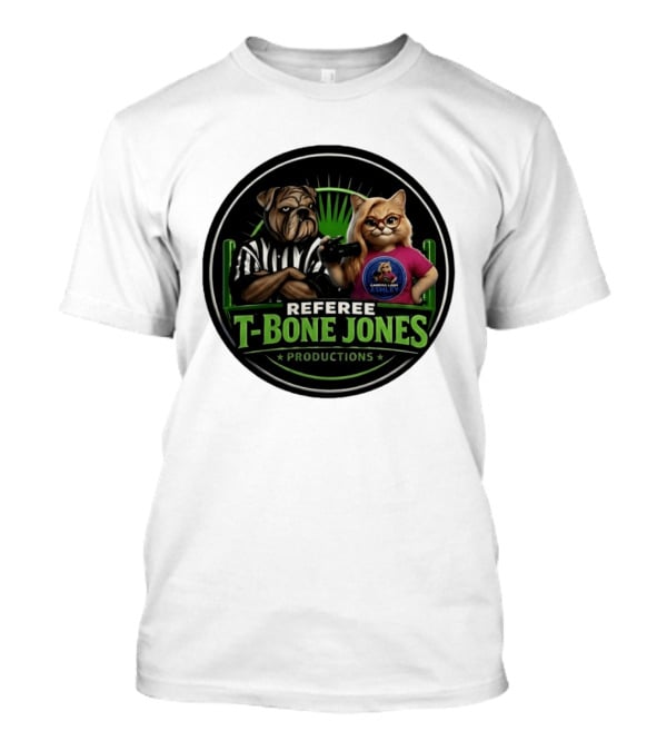Referee Bone Jones Productions Light Blue Gaming Ashley Bulldog Cat T-Shirt