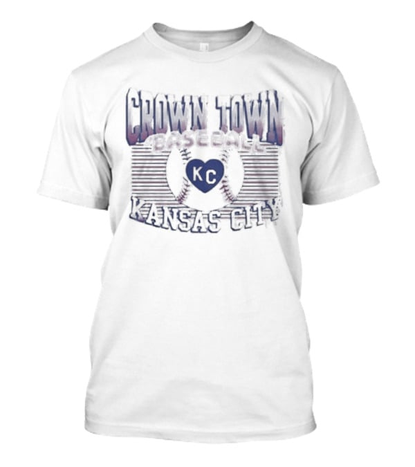 Crown Town Baseball Kansas City Gradient KC Heart And Bats T-Shirt