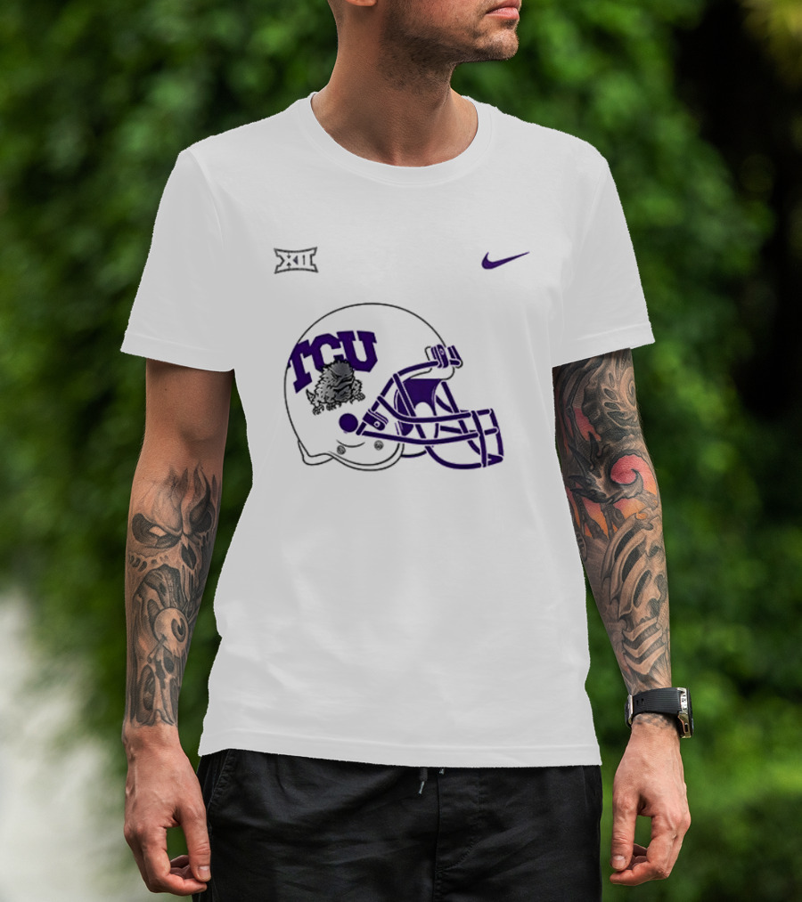 TCU Horned Frogs Football Helmet Nike Big 12 Conference T-Shirt