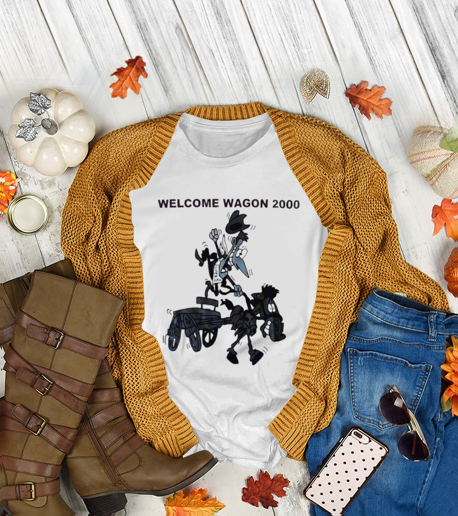 Welcome Wagon 2000 Cartoon Cowboy on a Horse T-Shirt