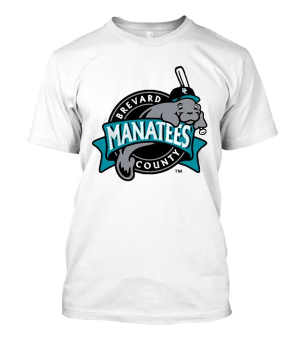 Brevard County Manatees Baseball Team Cap Mascot With Bat And Ball T-Shirt