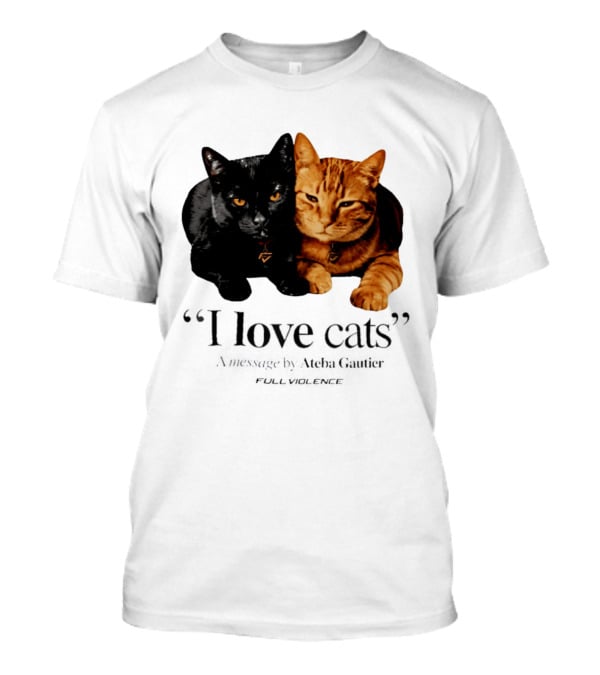 I Love Cats Ateba Gautier Full Violence Black And Ginger Cat Duo T-Shirt