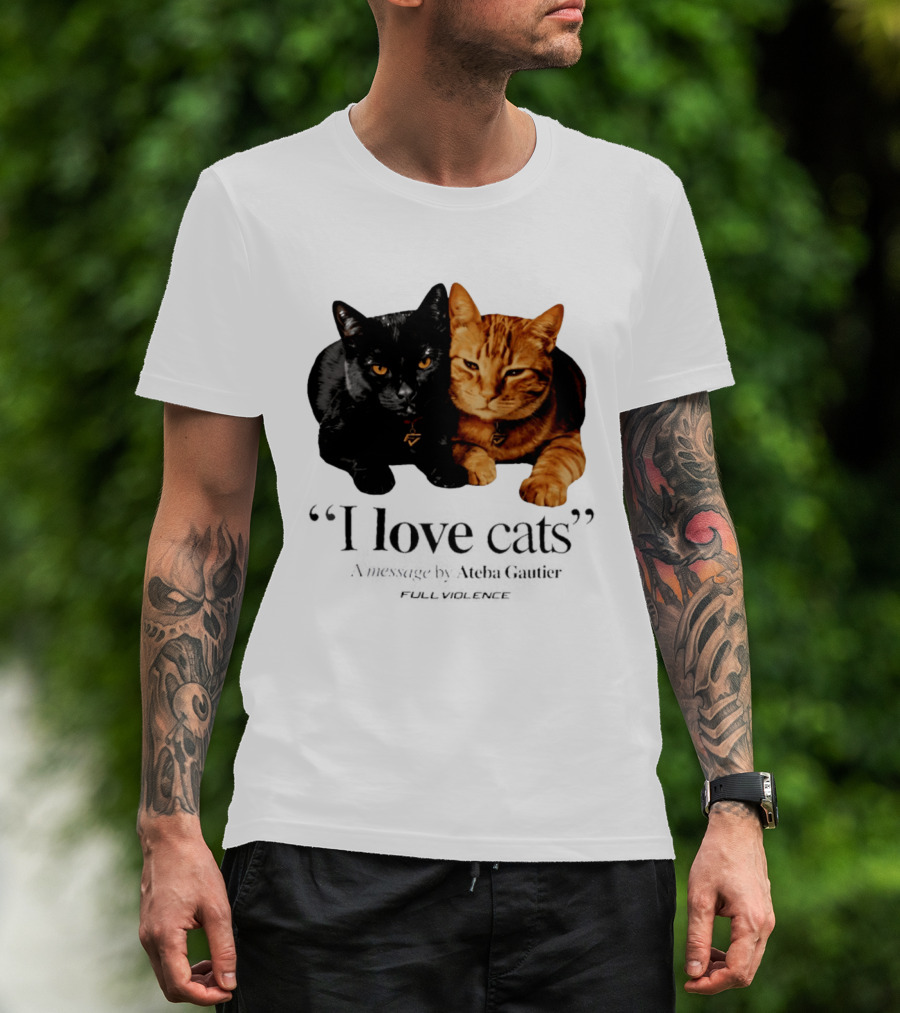 I Love Cats Ateba Gautier Full Violence Black And Ginger Cat Duo T-Shirt