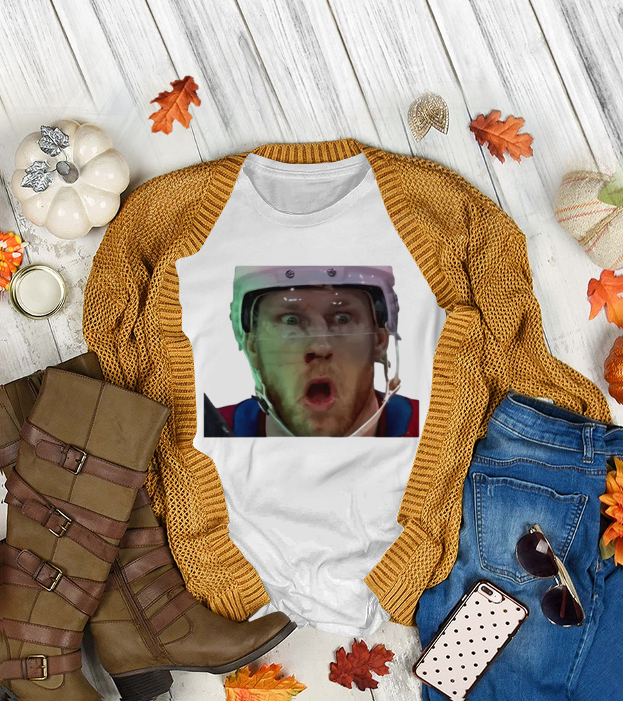 Nathan MacKinnon What the Puck Reaction Hockey T-Shirt