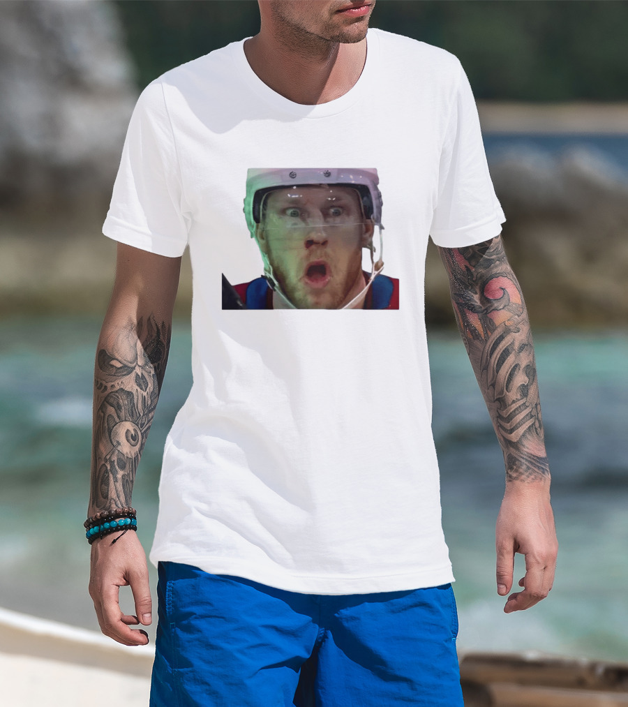 Nathan MacKinnon What The Puck Reaction Hockey T-Shirt