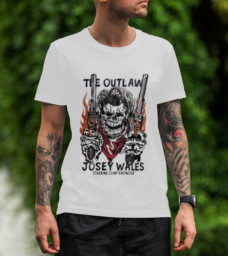 The Outlaw Josey Wales Starring Clint Eastwood Gunslinger Skeleton T-Shirt