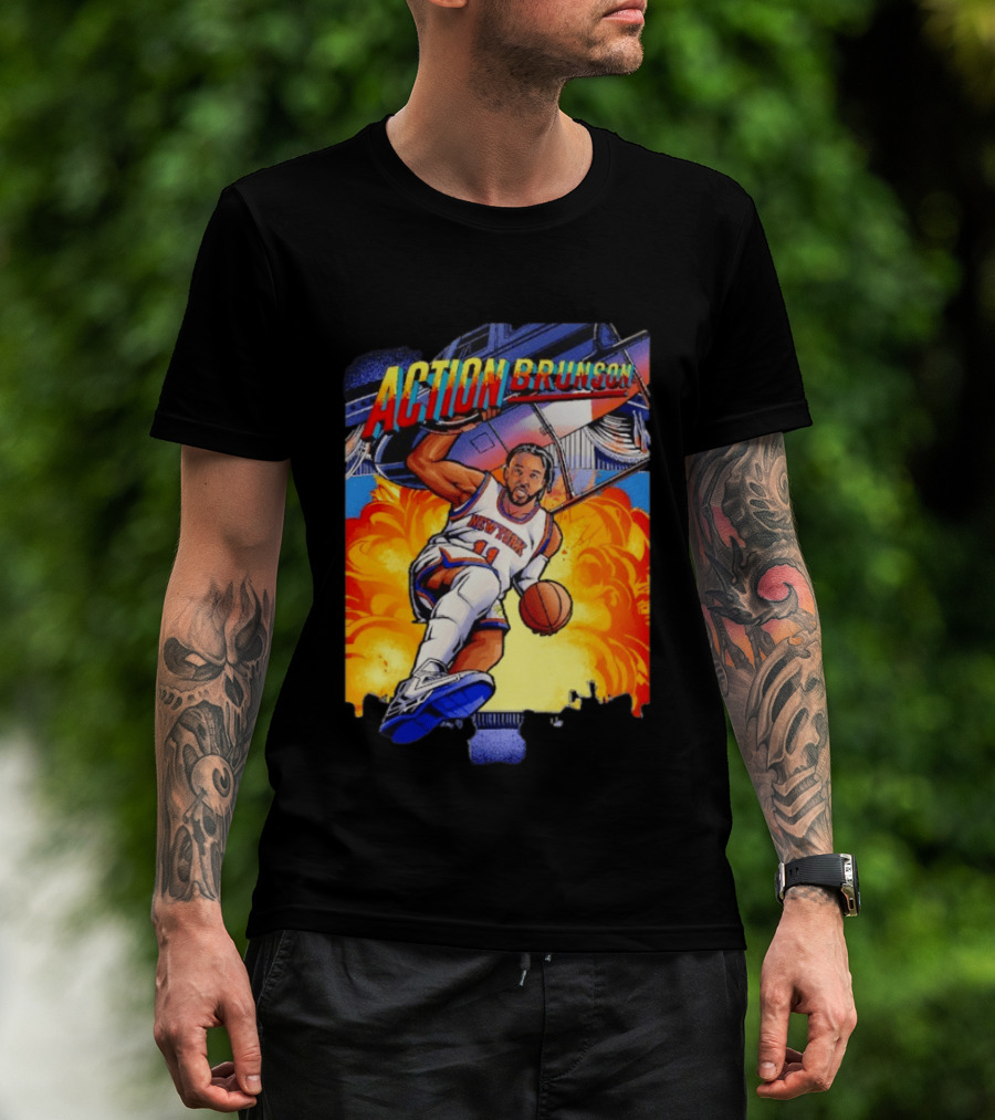 Action Brunson New York Knicks Basketball Comic Explosive Dynamic T-Shirt