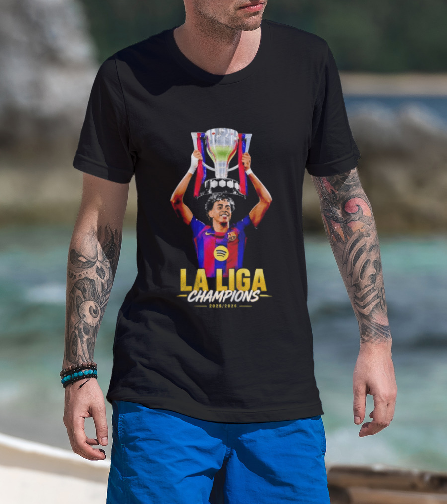 Barcelona La Liga Champions 2025 26 Mes Que Un Club T-Shirt