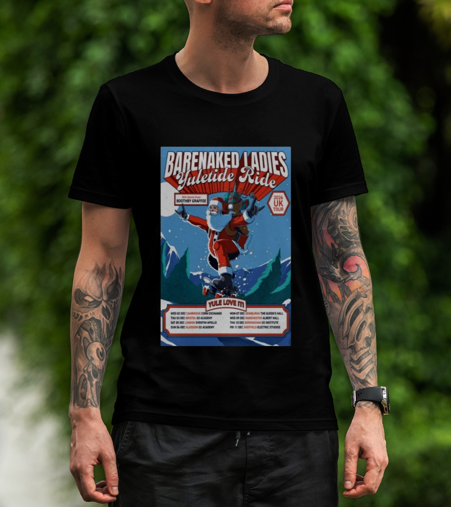 Barenaked Ladies Yuletide Ride UK Tour 2026 Santa With Special Guest Boothby Graffoe T-Shirt