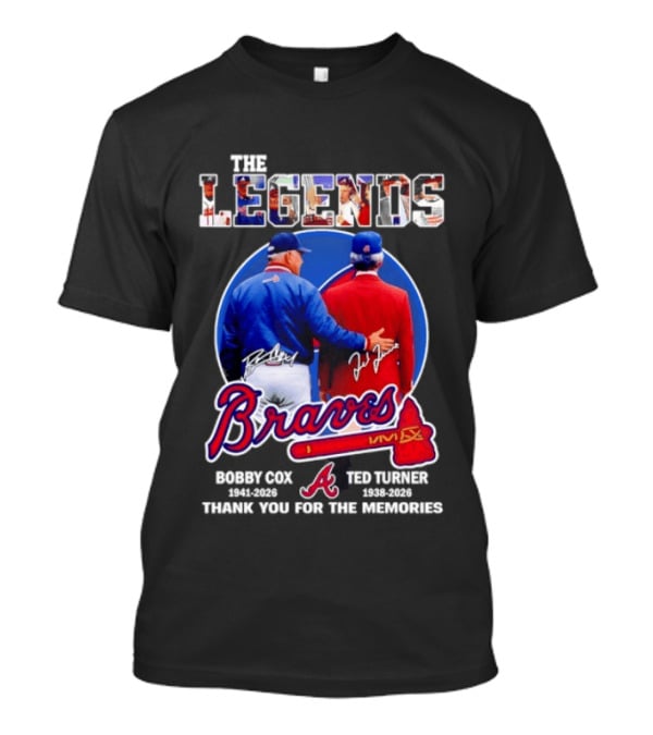 Bobby Cox Ted Turner Atlanta Braves Legends Thank You For The Memories Signatures T-Shirt