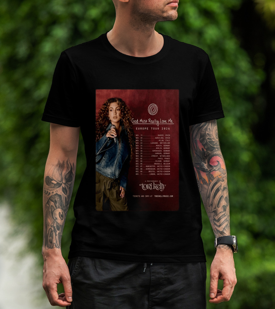 Tori Kelly Europe Tour 2026 God Must Really Love Me Concert Dates T-Shirt