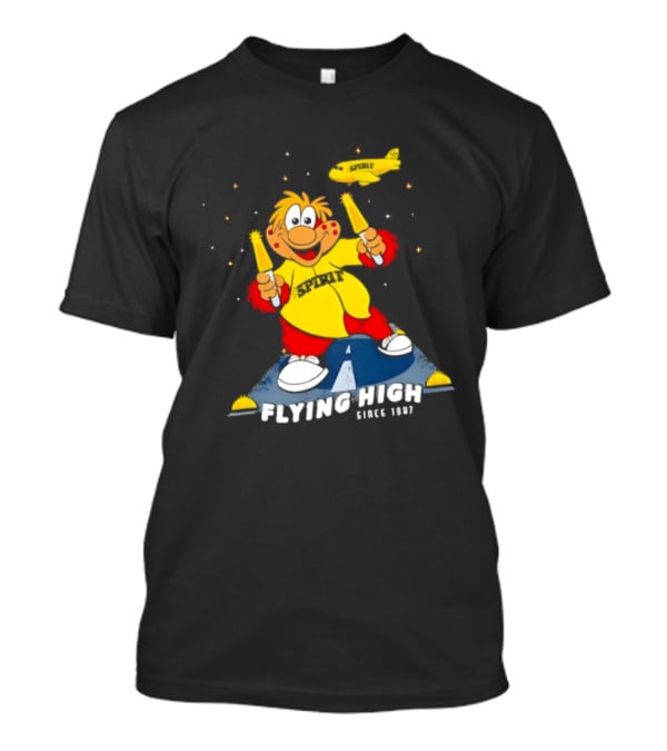 Inland Empire 66ers Baseball Mascot Celebrating Flying High Since 1987 With Spirit Airlines Memorabilia T-Shirt