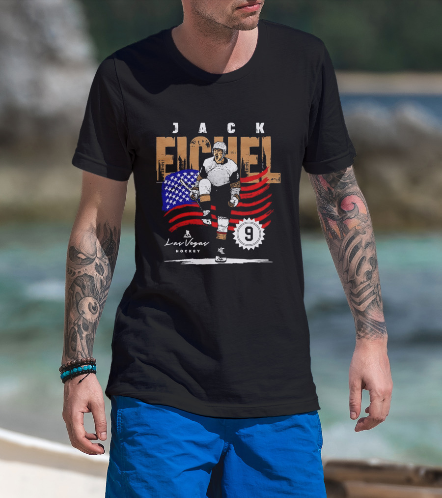 Jack Eichel American Flag Las Vegas Hockey 9 T-Shirt
