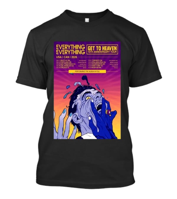 Everything Everything Get To Heaven 10th Anniversary Tour 2026 USA Canada Dates T-Shirt