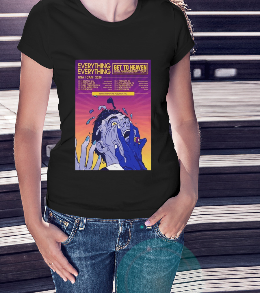 Everything Everything Get To Heaven 10th Anniversary Tour 2026 USA Canada Dates T-Shirt