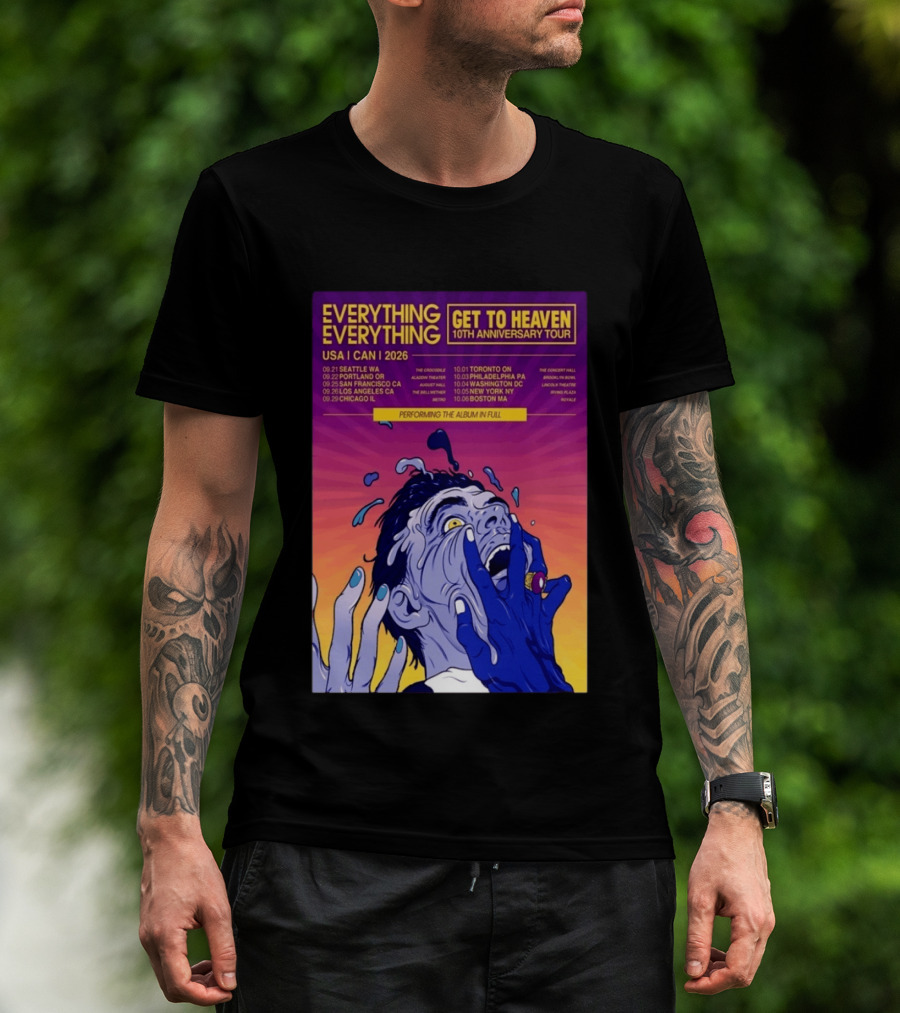 Everything Everything Get To Heaven 10th Anniversary Tour 2026 USA Canada Dates T-Shirt