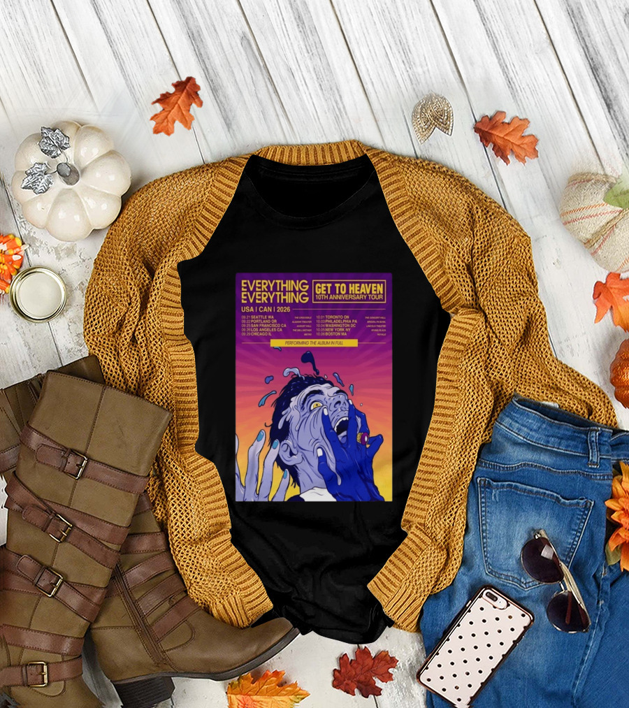 Everything Everything Get To Heaven 10th Anniversary Tour 2026 USA Canada Dates T-Shirt