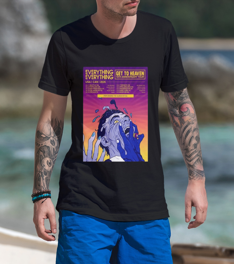 Everything Everything Get To Heaven 10th Anniversary Tour 2026 USA Canada Dates T-Shirt