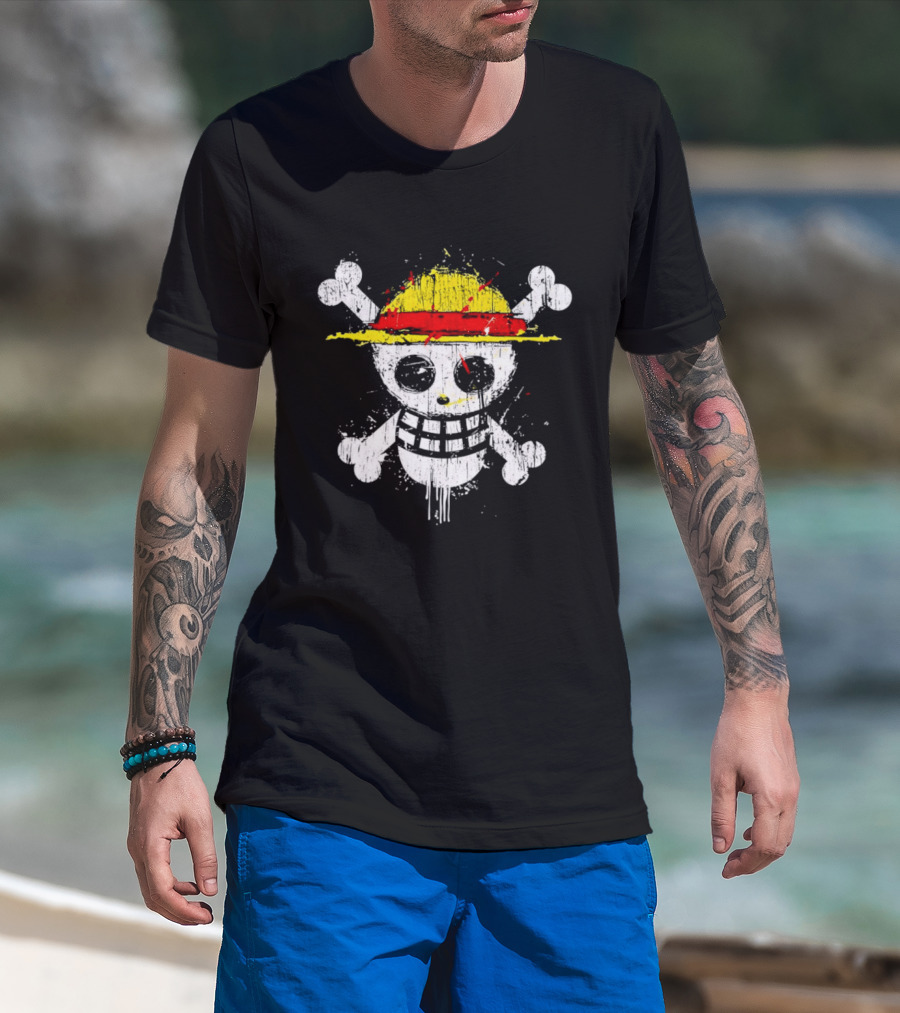 Jolly Roger Straw Hat Pirate Skull Monkey D. Luffy One Piece T-Shirt