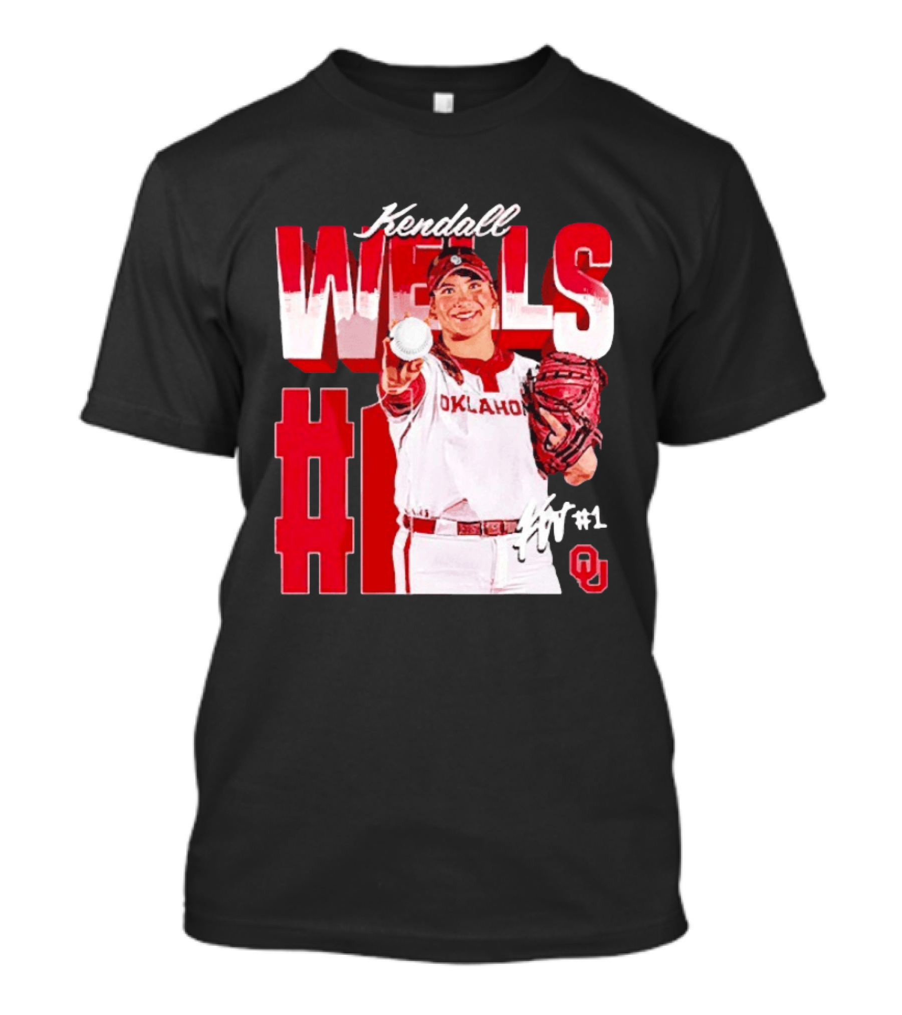 Kendall Wells Oklahoma Sooners Softball Player #1 T-Shirt