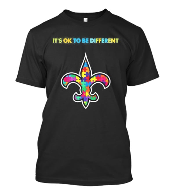 New Orleans Saints Autism Awareness It's OK To Be Different Puzzle Fleur De Lis T-Shirt