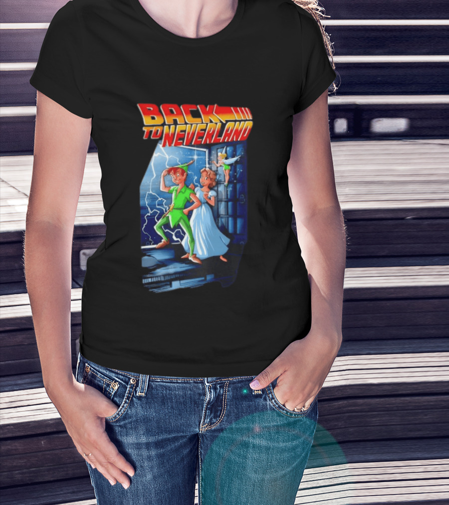 Back To Neverland Peter Pan Wendy Tinkerbell Mashup Back To The Future T-Shirt