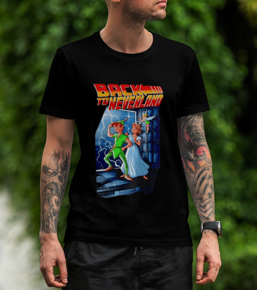 Back To Neverland Peter Pan Wendy Tinkerbell Mashup Back To The Future T-Shirt