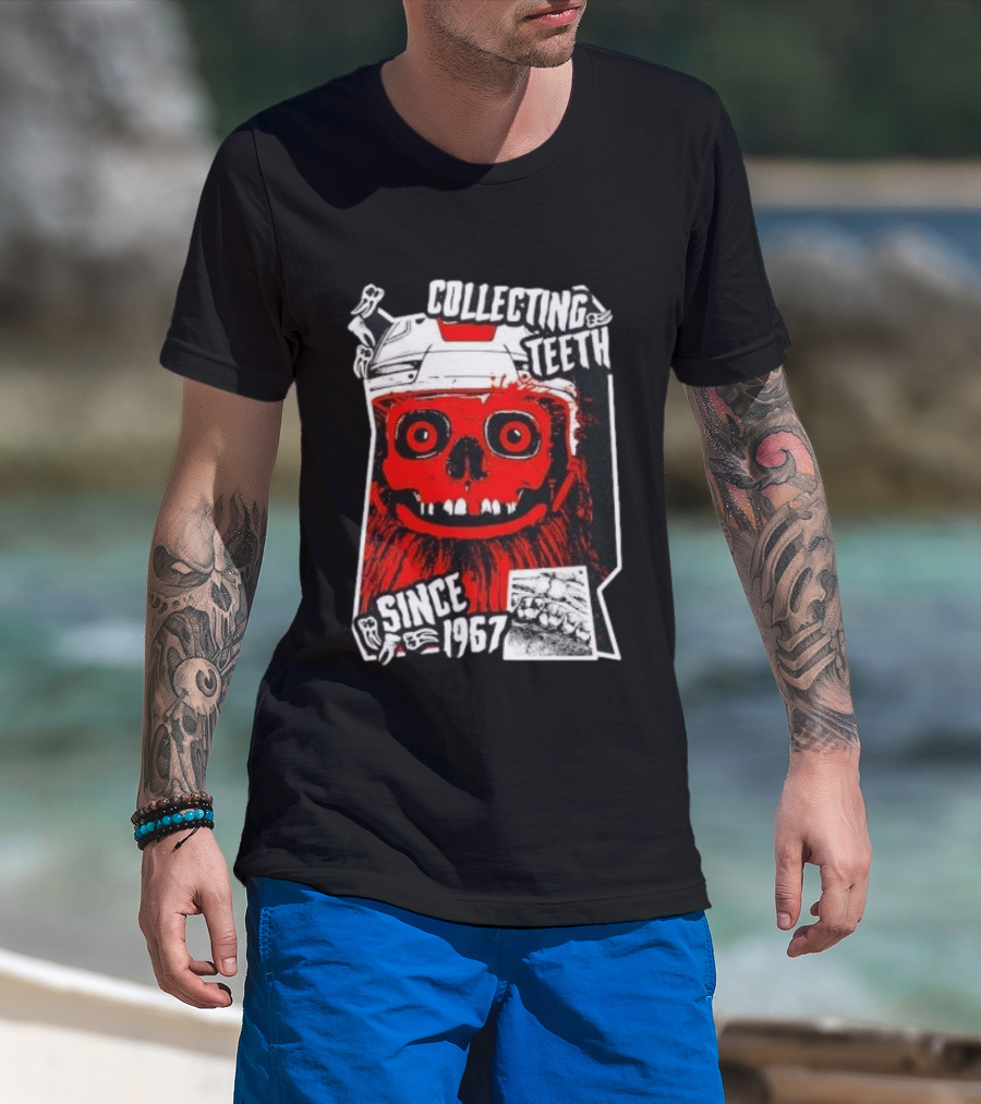 Philadelphia Flyers Gritty Collecting Teeth Since 1967 Monster Face Helmet T-Shirt