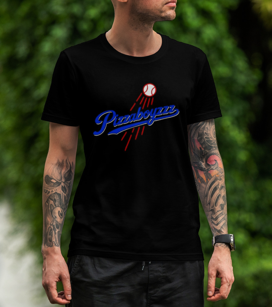 Pizzaboyzzz Los Angeles Dodgers MLB Baseball 2026 Baseball Projectile Motif T-Shirt