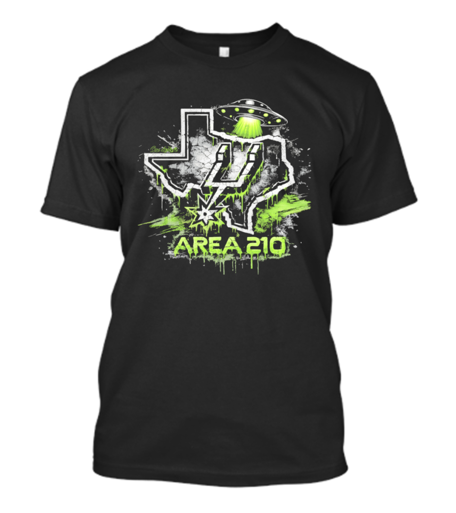 San Antonio Area 210 Spurs Fiesta UFO Texas Map T-Shirt