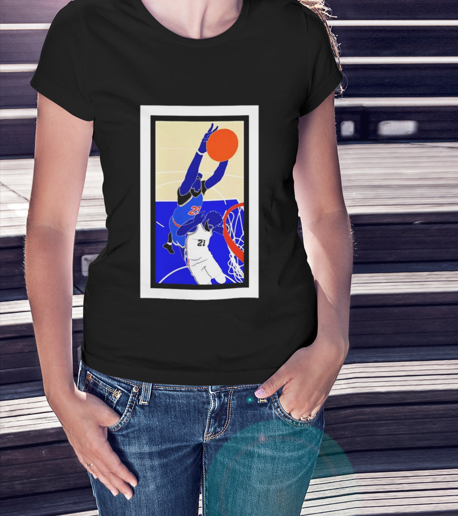 Mitchell Robinson Slam Dunk Over Joel Embiid New York Knicks T-Shirt