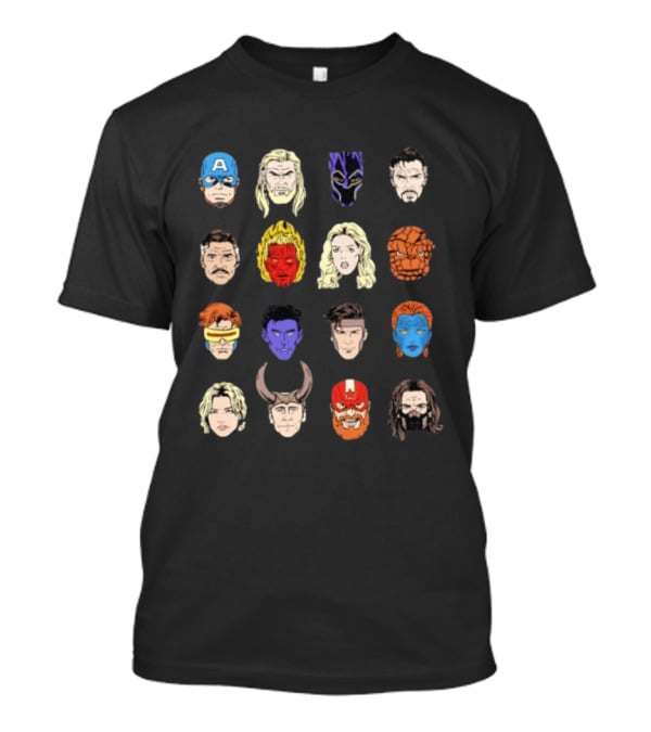 Heroes Assemble Big Head Iconic Characters Collage T-Shirt