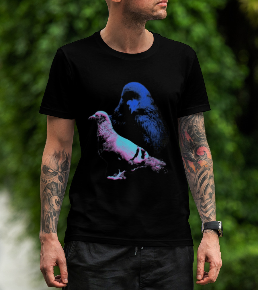 It's Just A Pigeon Neon Duo Bold Colors Contrast T-Shirt