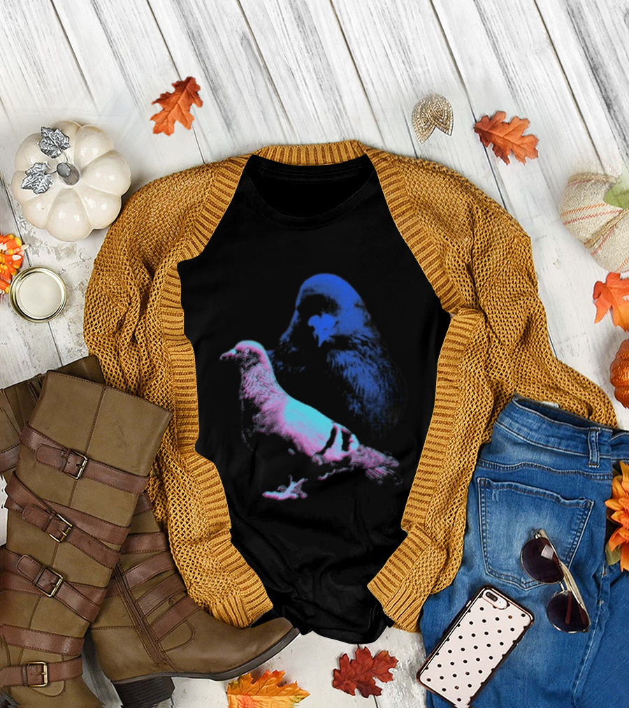 It's Just A Pigeon Neon Duo Bold Colors Contrast T-Shirt