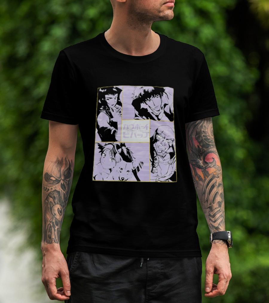 Cowboy Bebop Anime Characters Collage Faye Spike Ein Jet T-Shirt