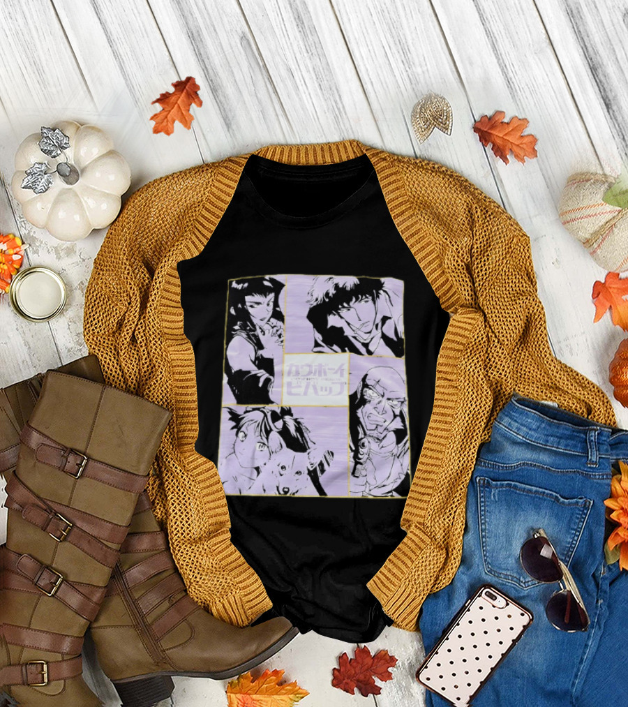Cowboy Bebop Anime Characters Collage Faye Spike Ein Jet T-Shirt