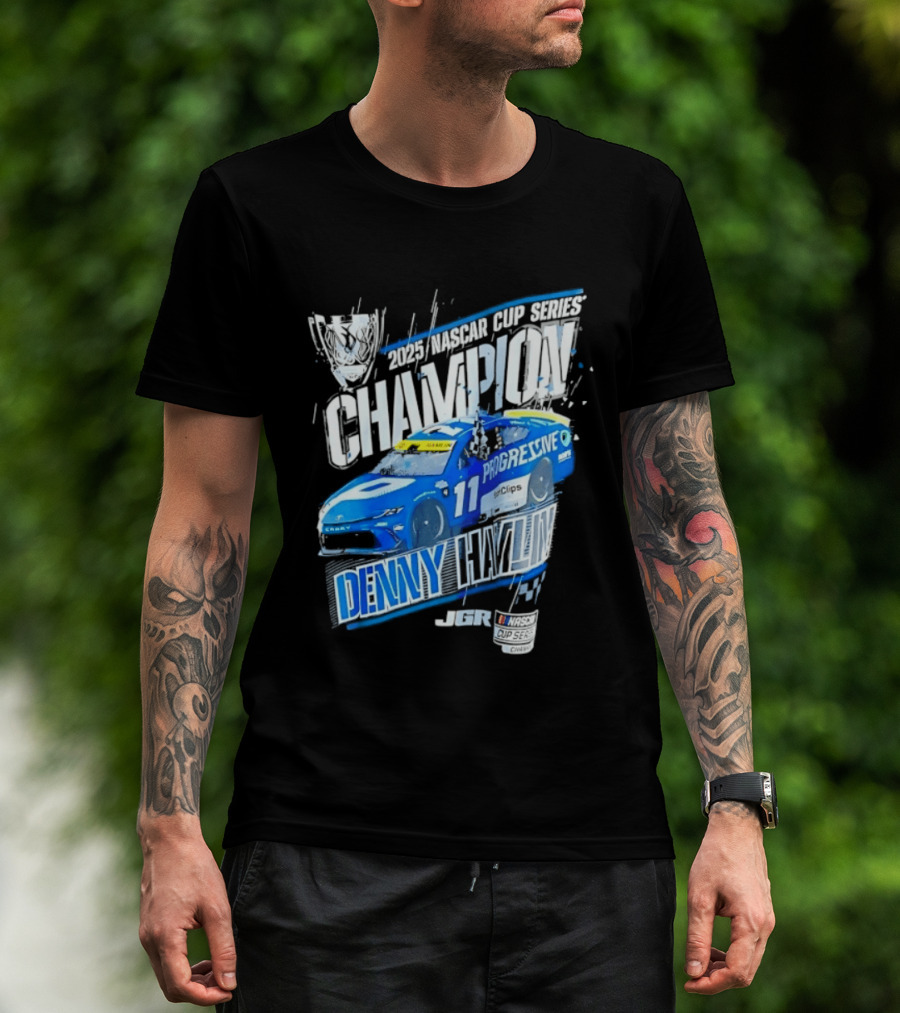 Denny Hamlin 2025 NASCAR Cup Series Champion Progressive Car 11 Joe Gibbs Racing T-Shirt