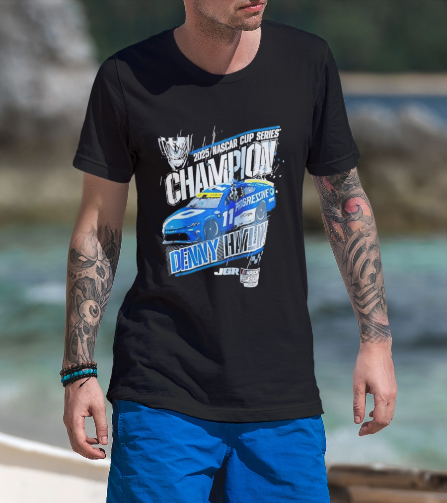 Denny Hamlin 2025 NASCAR Cup Series Champion Progressive Car 11 Joe Gibbs Racing T-Shirt