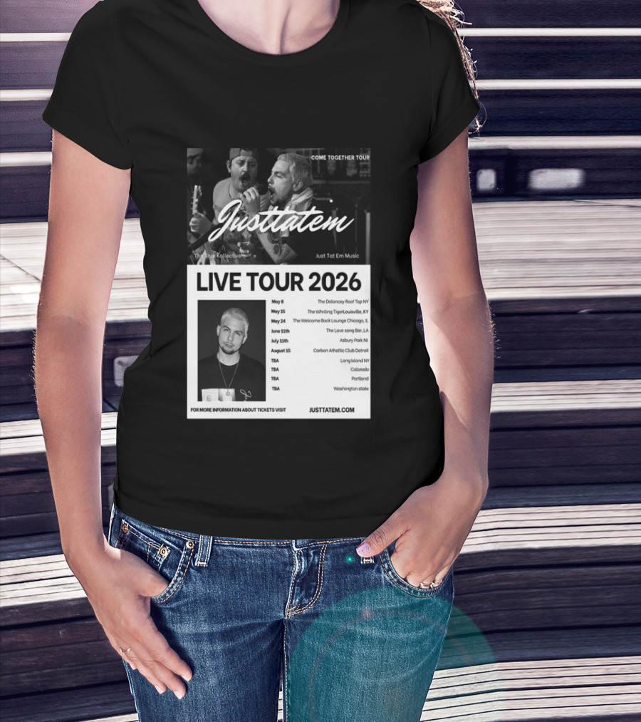 Live Tour 2026 Justtatem Come Together Justin Barona Tour Dates T-Shirt